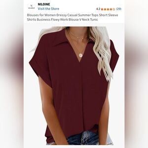 Women's V-Neck Maroon Blouse